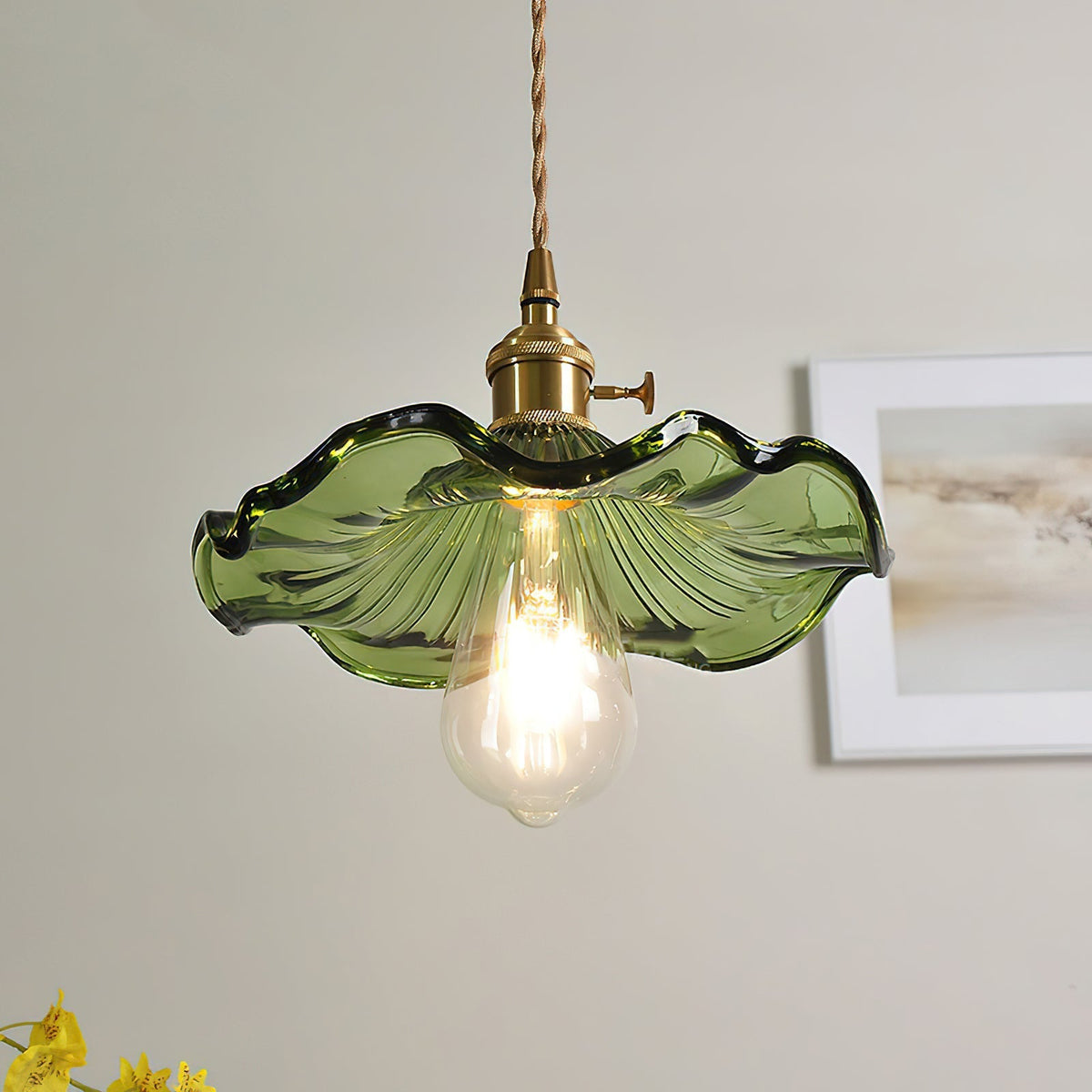 Fagus Glass Hibiscus Flower Pendant Light