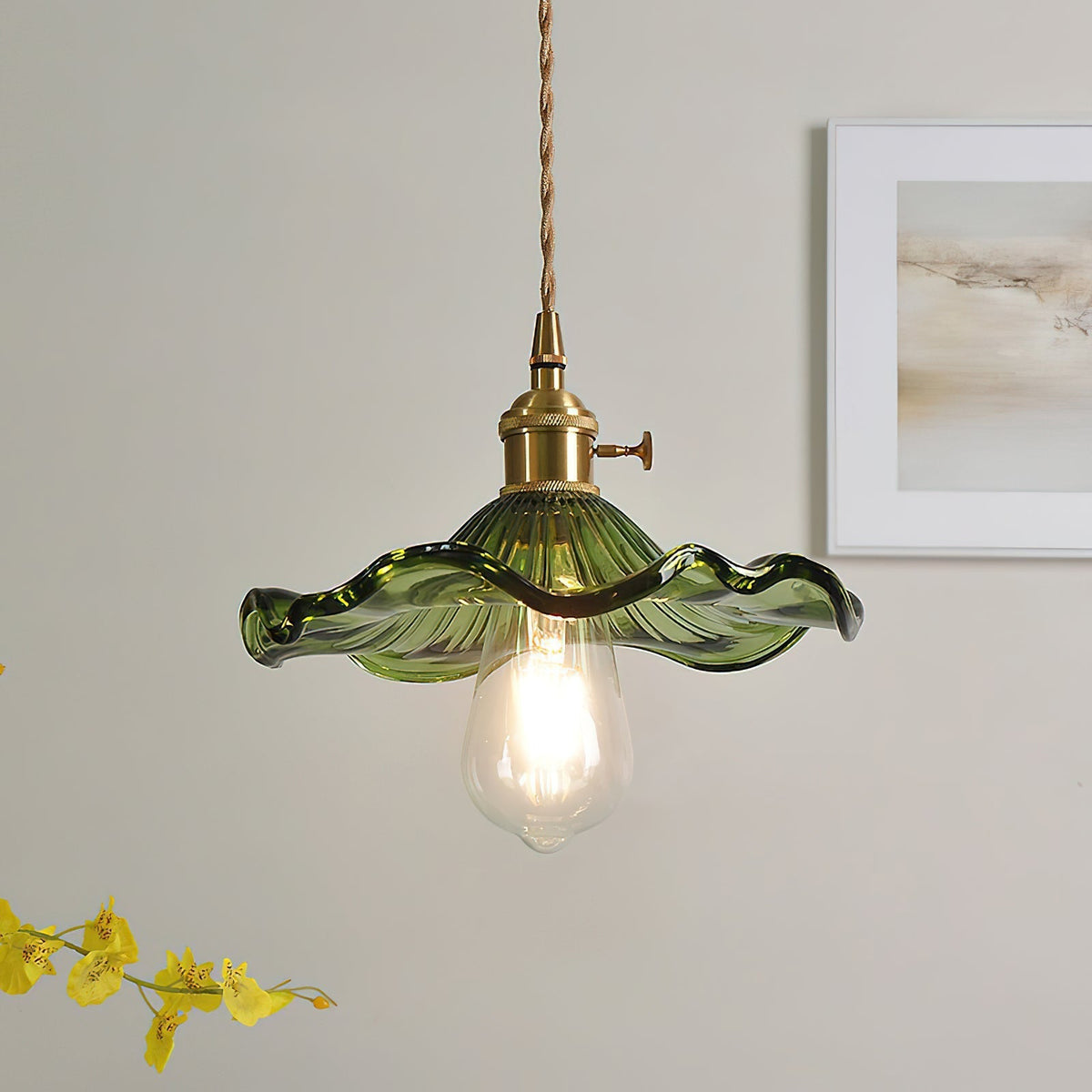 Fagus Glass Hibiscus Flower Pendant Light
