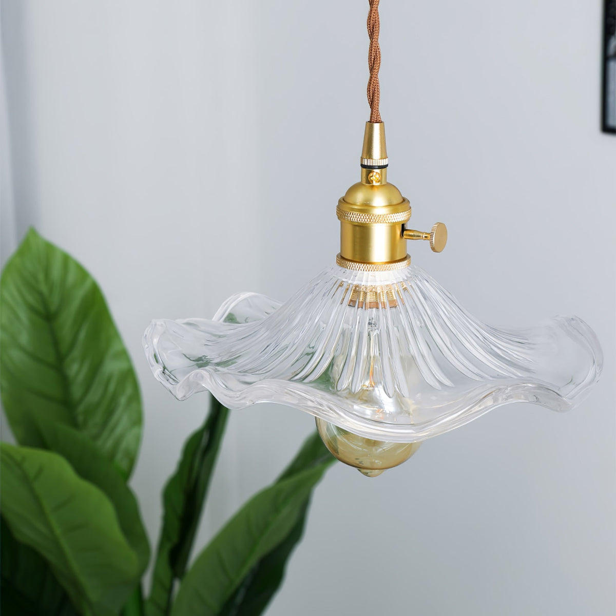 Fagus Glass Hibiscus Flower Pendant Light