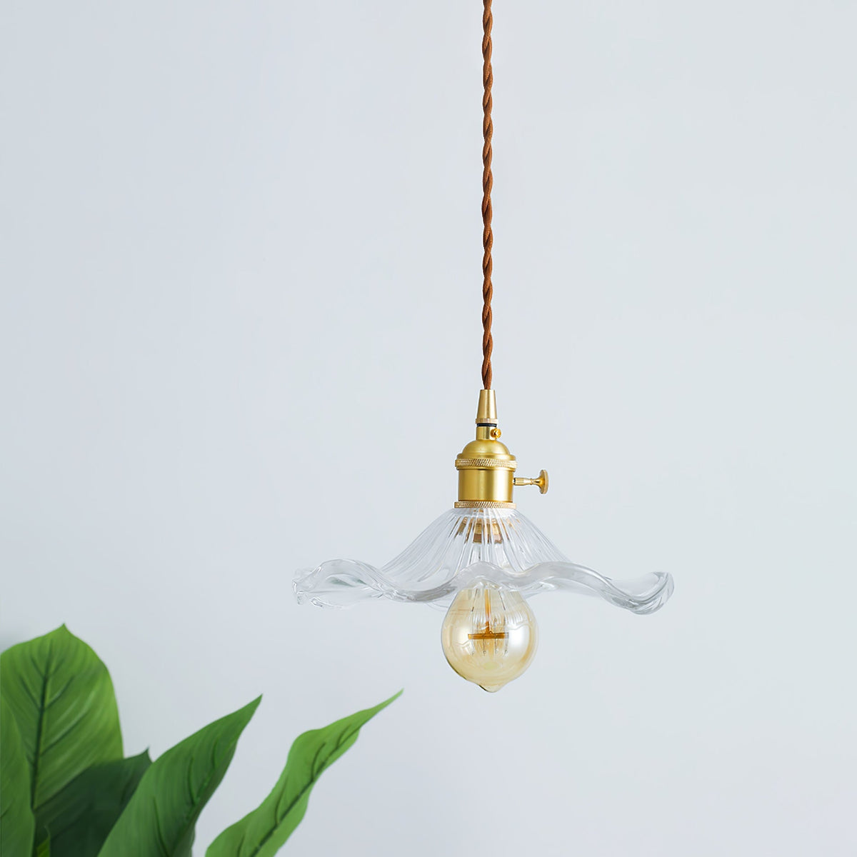 Fagus Glass Hibiscus Flower Pendant Light