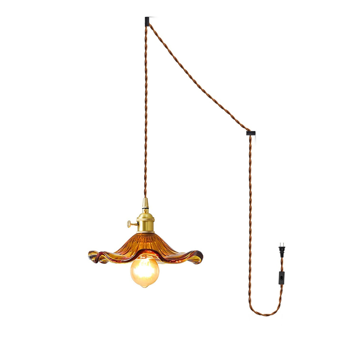 Fagus Glass Hibiscus Flower Pendant Light