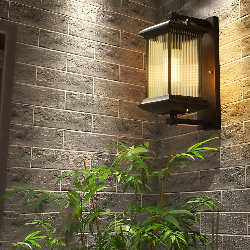 Outdoor Waterproof Creative Glass Shade Brown Retro Exterior Wall Lights - Lamp Outdoor