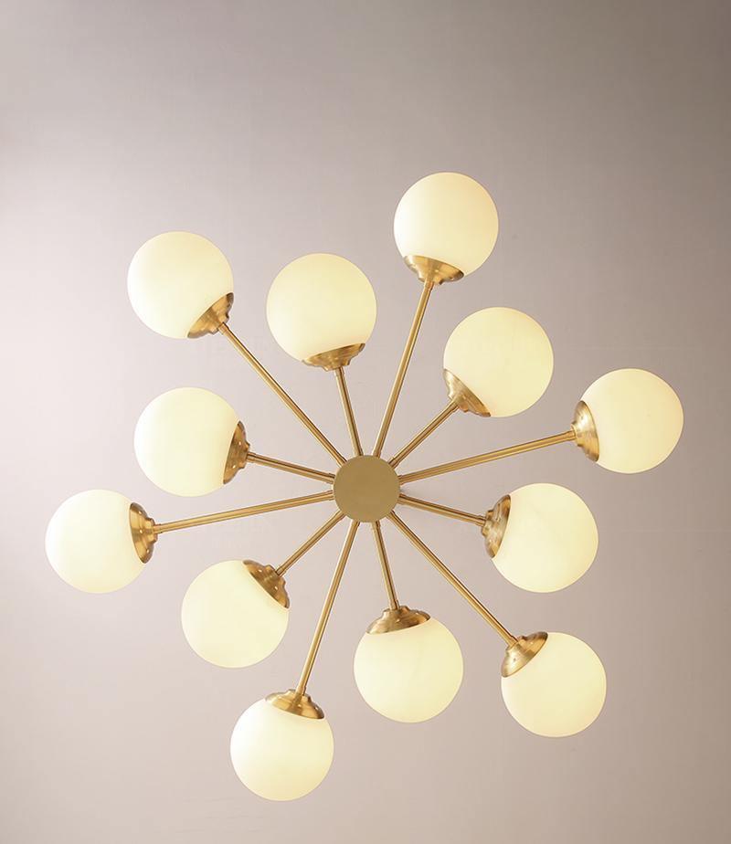 Eshlen Chandelier Brass Opal Glass