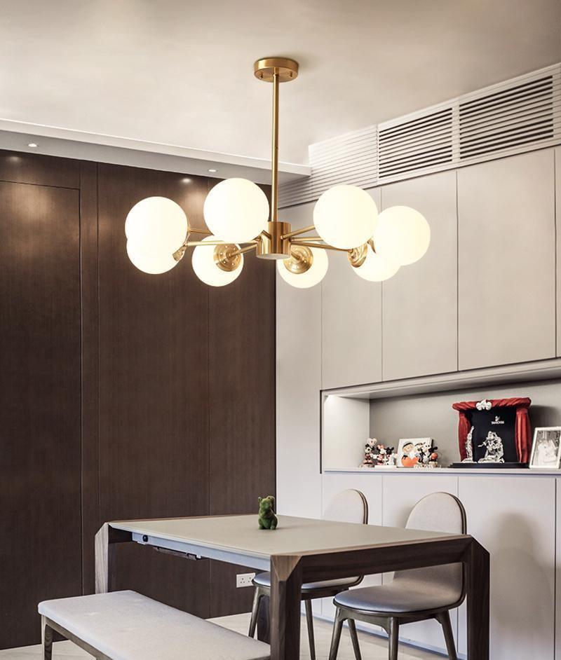 Eshlen Chandelier Brass Opal Glass