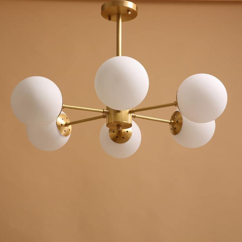 Eshlen Chandelier Brass Opal Glass