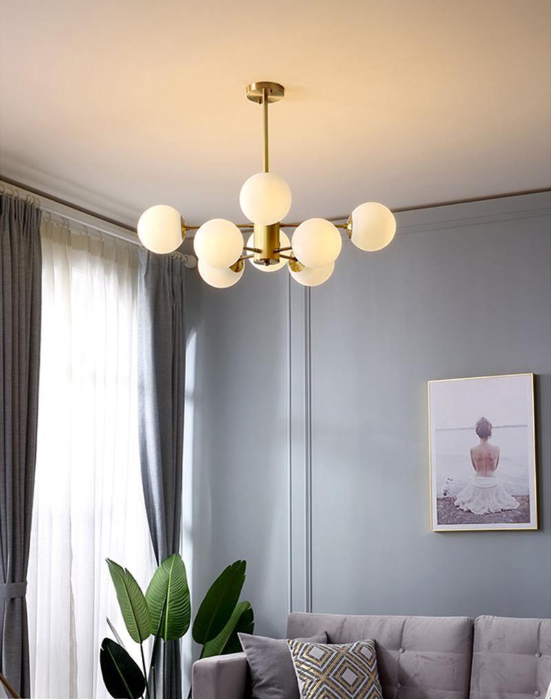 Eshlen Chandelier Brass Opal Glass