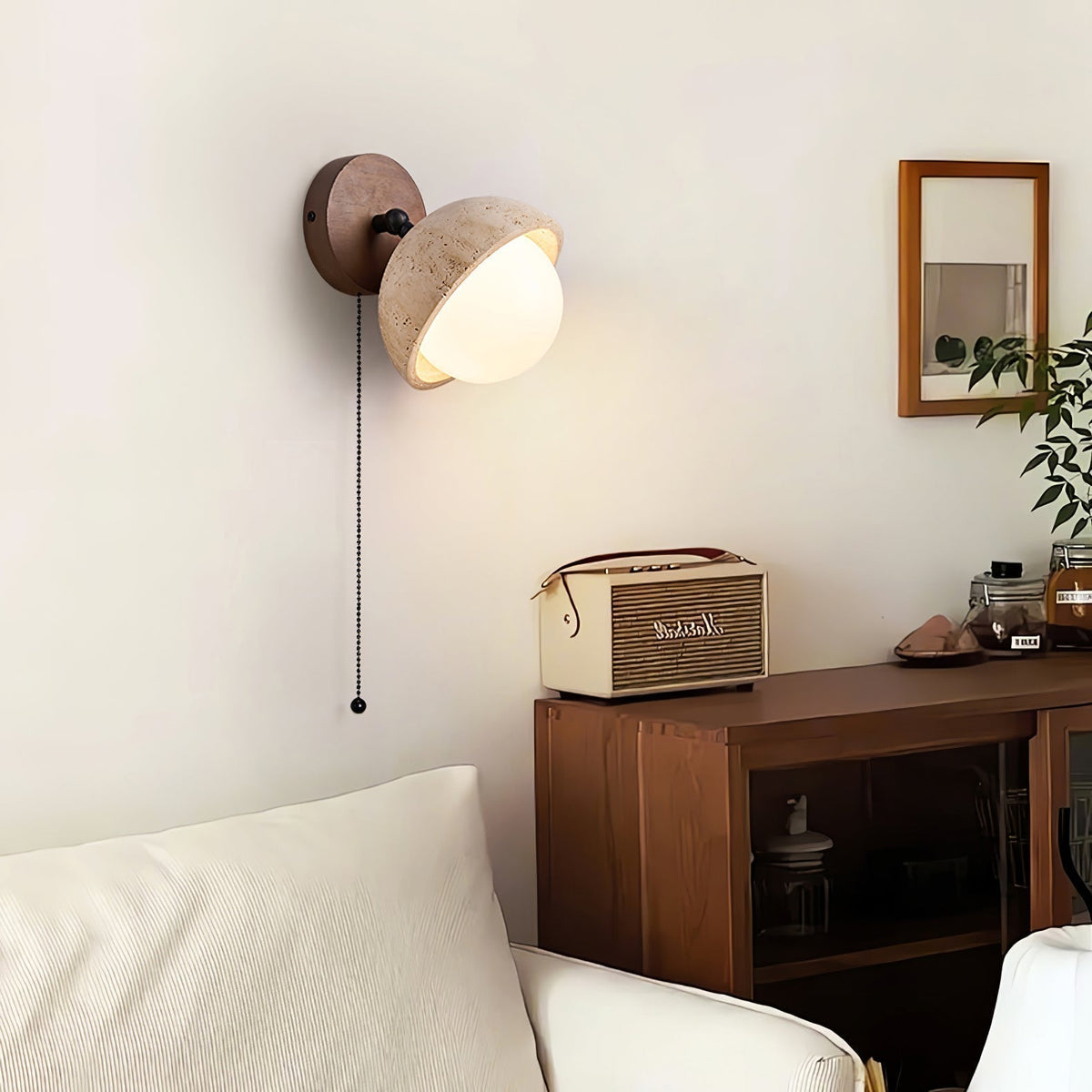 Cavix Arc-Shaped Travertine Wall Light