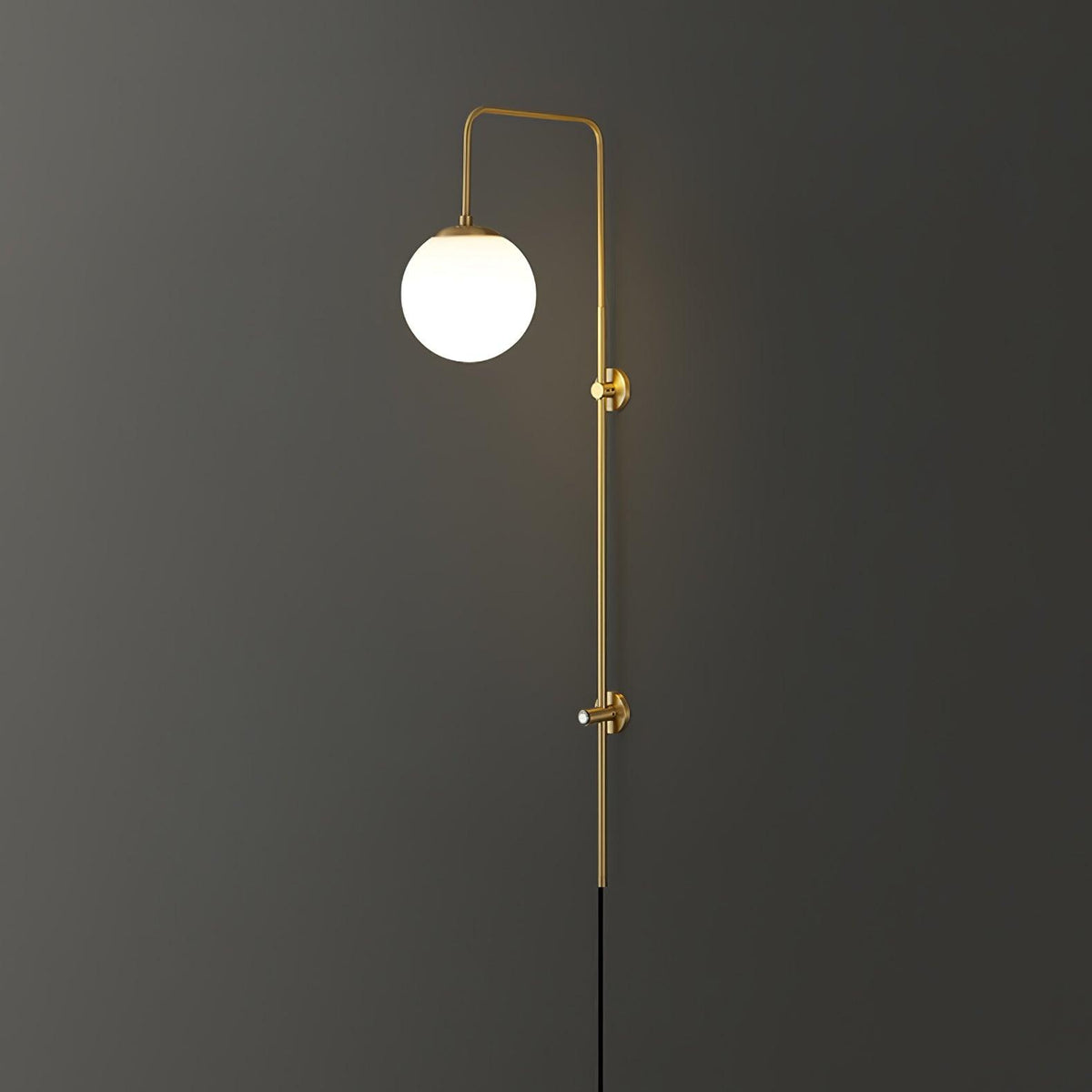 Evshaia Premium Elegance Globe Plug-in Brass Glass Sconce Wall lamp