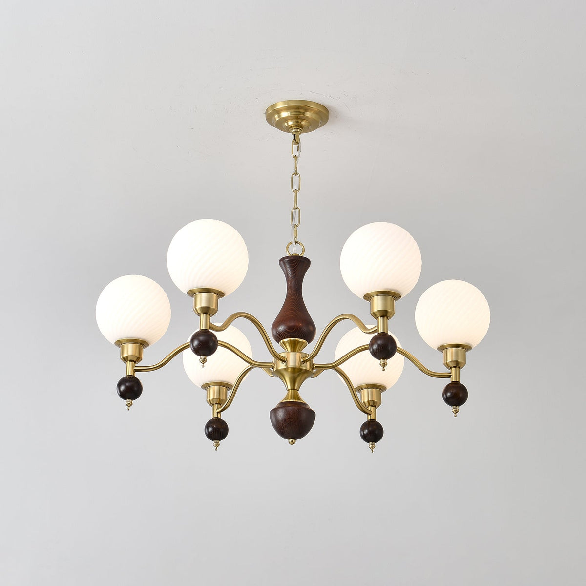 Evelynne Globe Orb Wood Chandelier