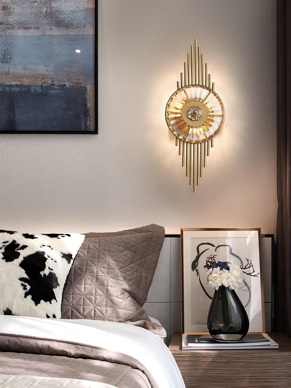 Cilirel Postmodern Luxury Gear Gold Crystal Wall Light