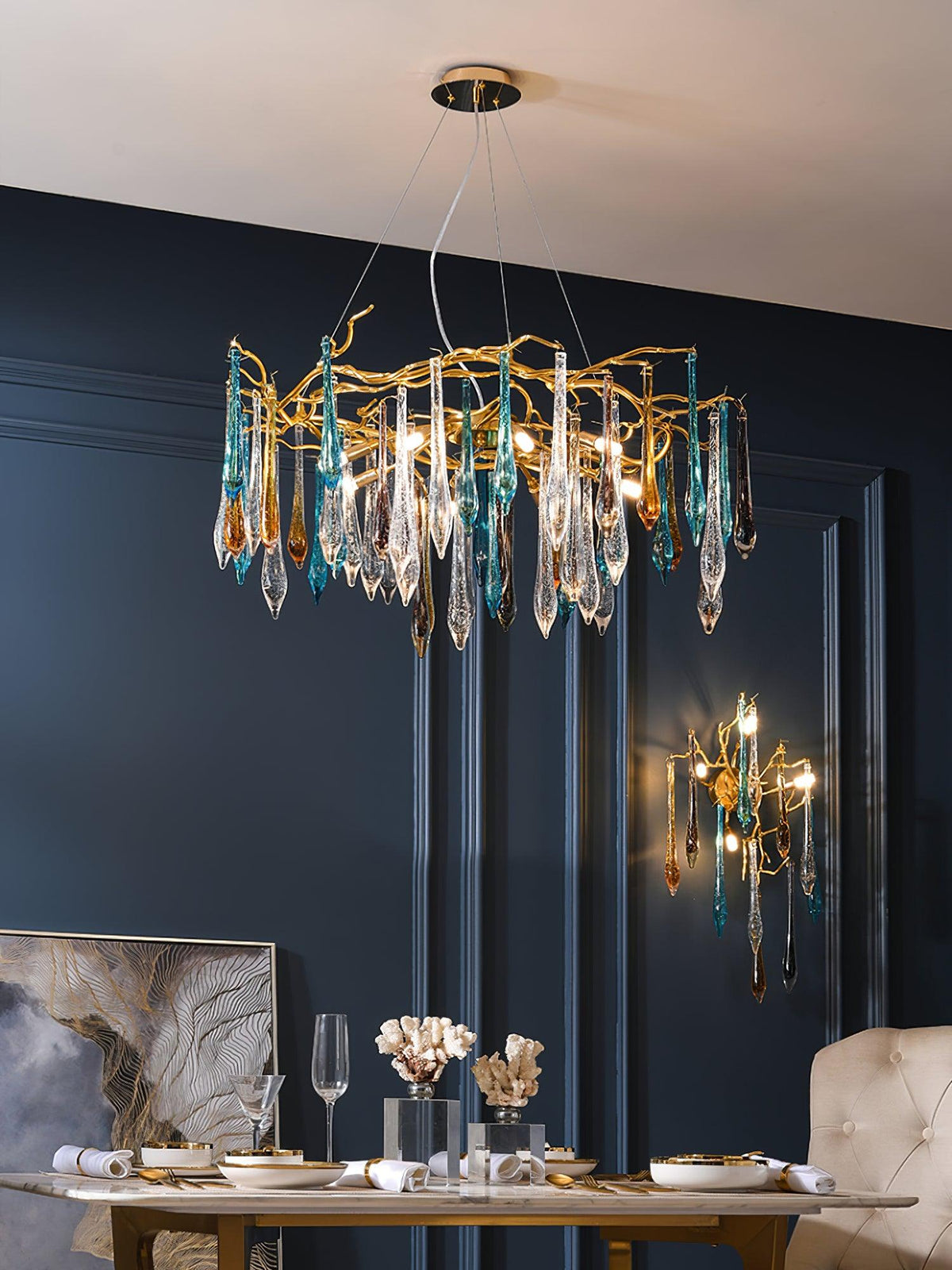 Krashen Chandelier Teardrop Glass Luxe