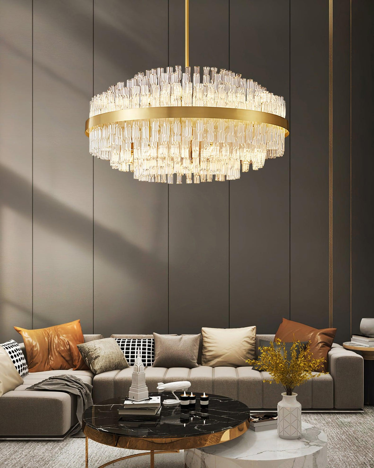 Solivian Chandelier Gold Clear Rod Elegant