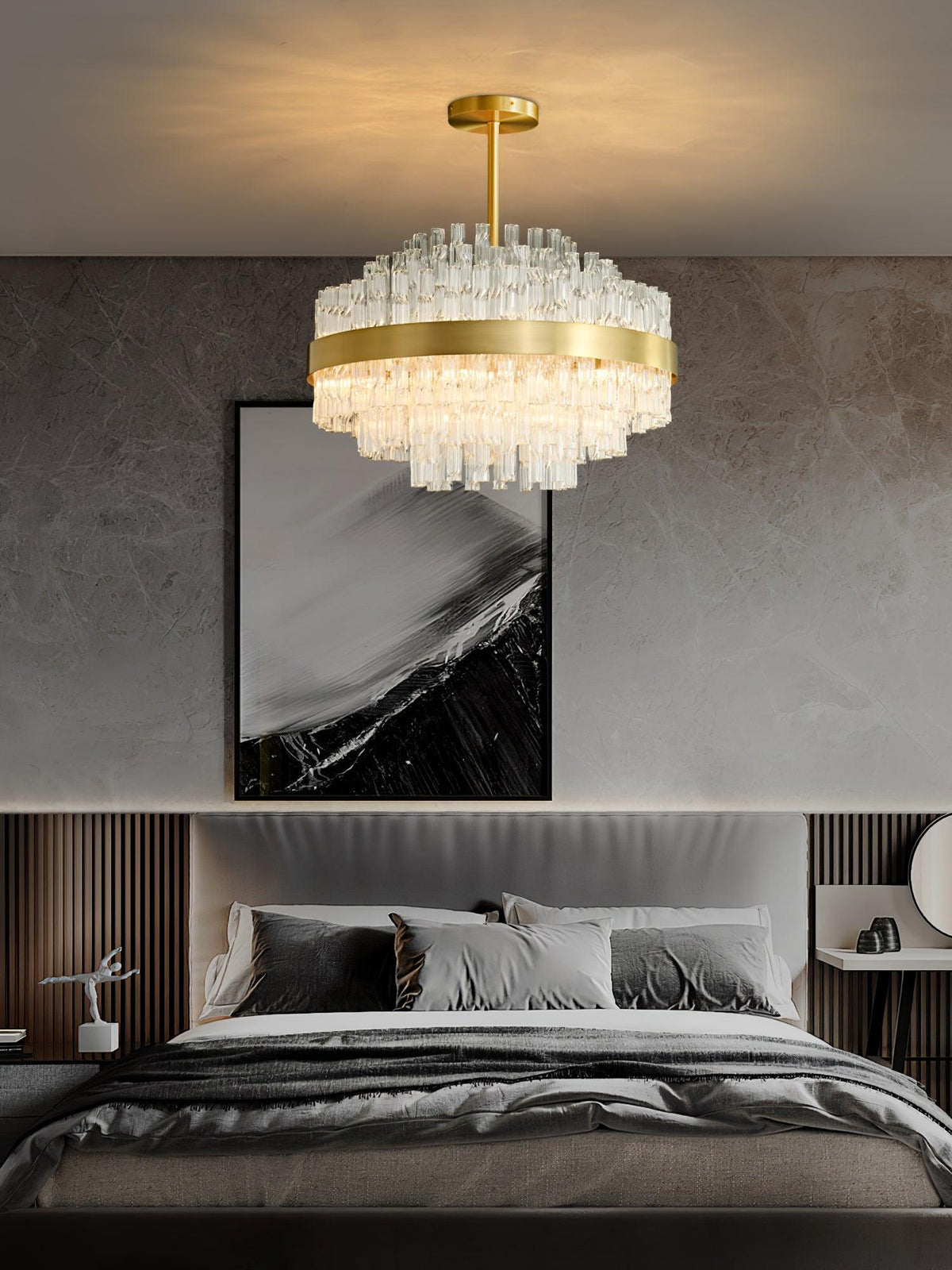 Solivian Chandelier Gold Clear Rod Elegant