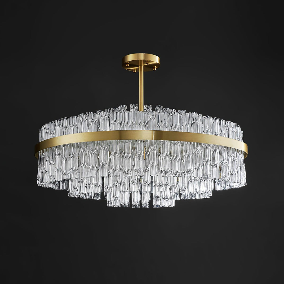 Solivian Chandelier Gold Clear Rod Elegant