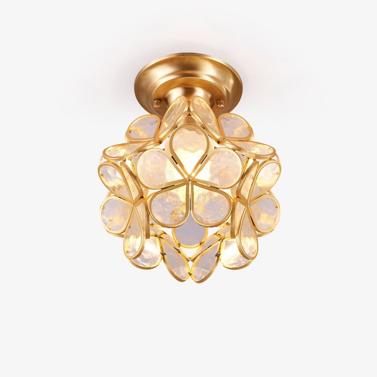 Ullaeiel Postmodern Luxury Bloom Golden Glass Ceiling Light