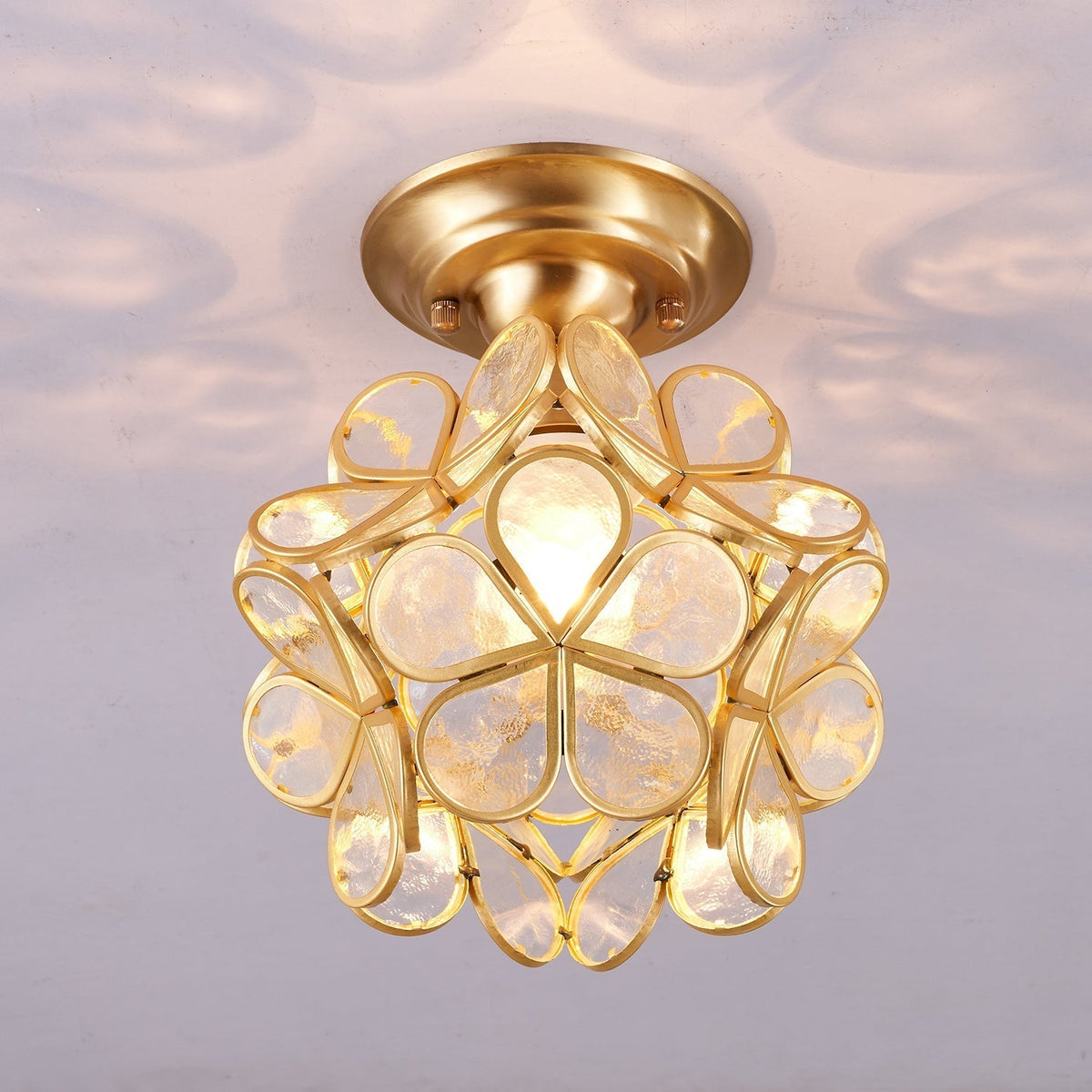 Ullaeiel Postmodern Luxury Bloom Golden Glass Ceiling Light