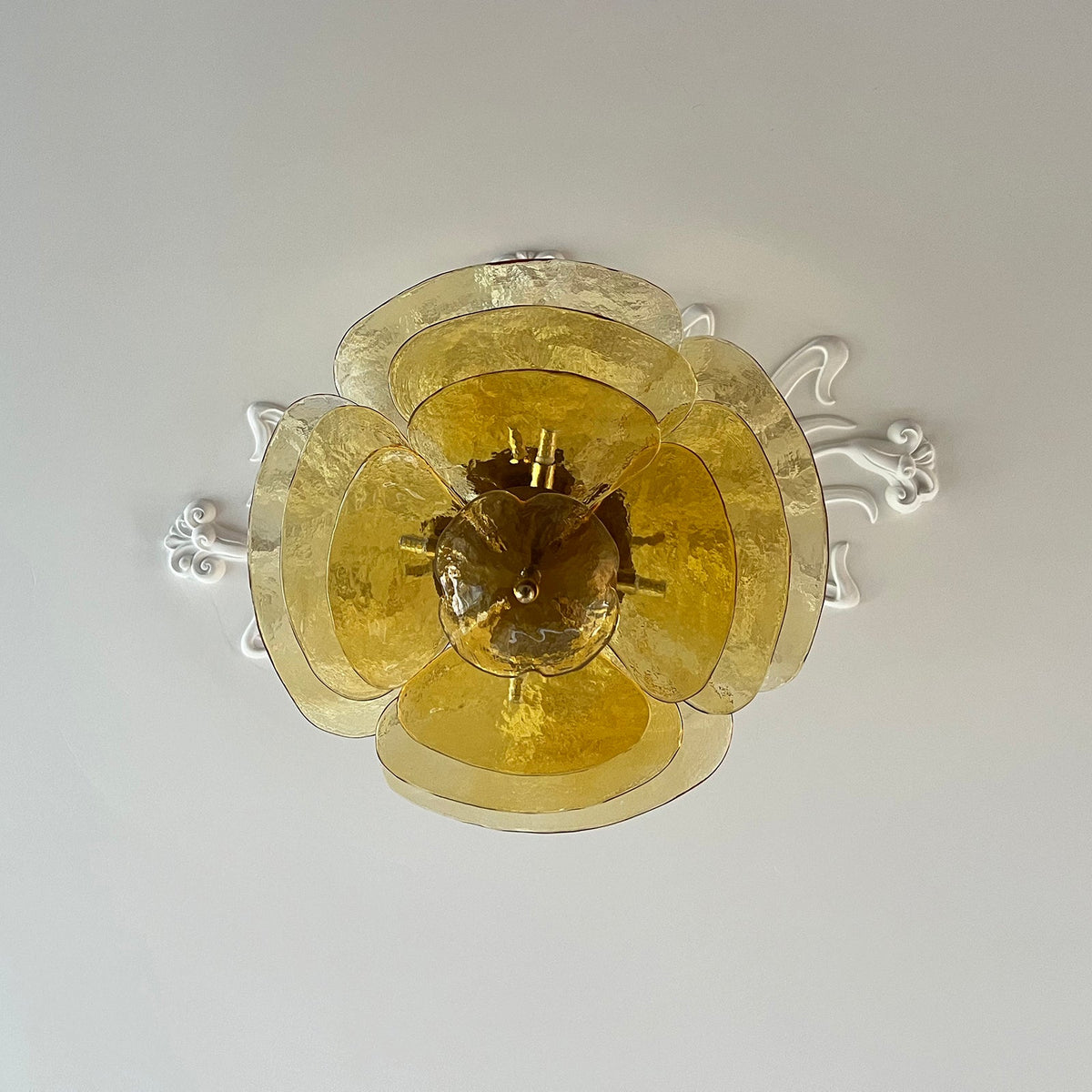 Crivs Chandelier Gold Murano Glass Petal Luxury