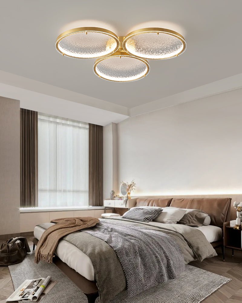 Itale Unique Rings Golden Brass Glass Ceiling Light