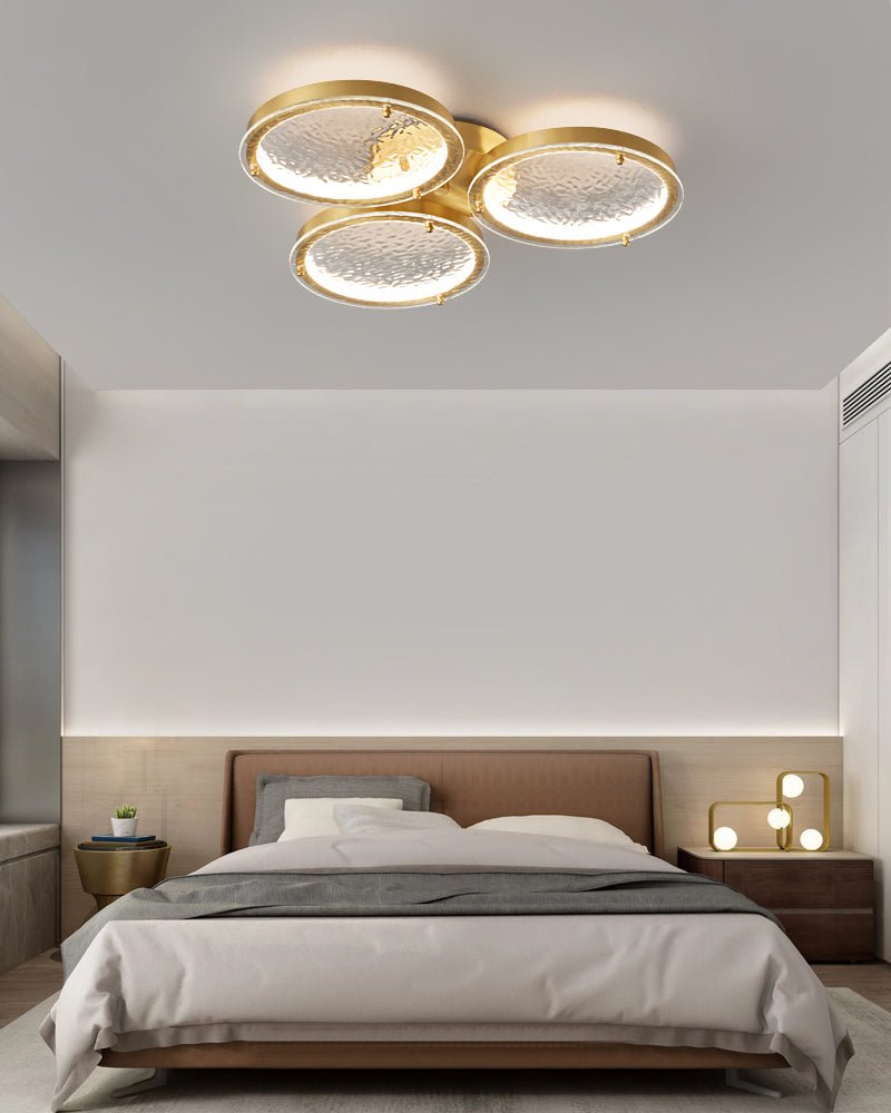 Itale Unique Rings Golden Brass Glass Ceiling Light