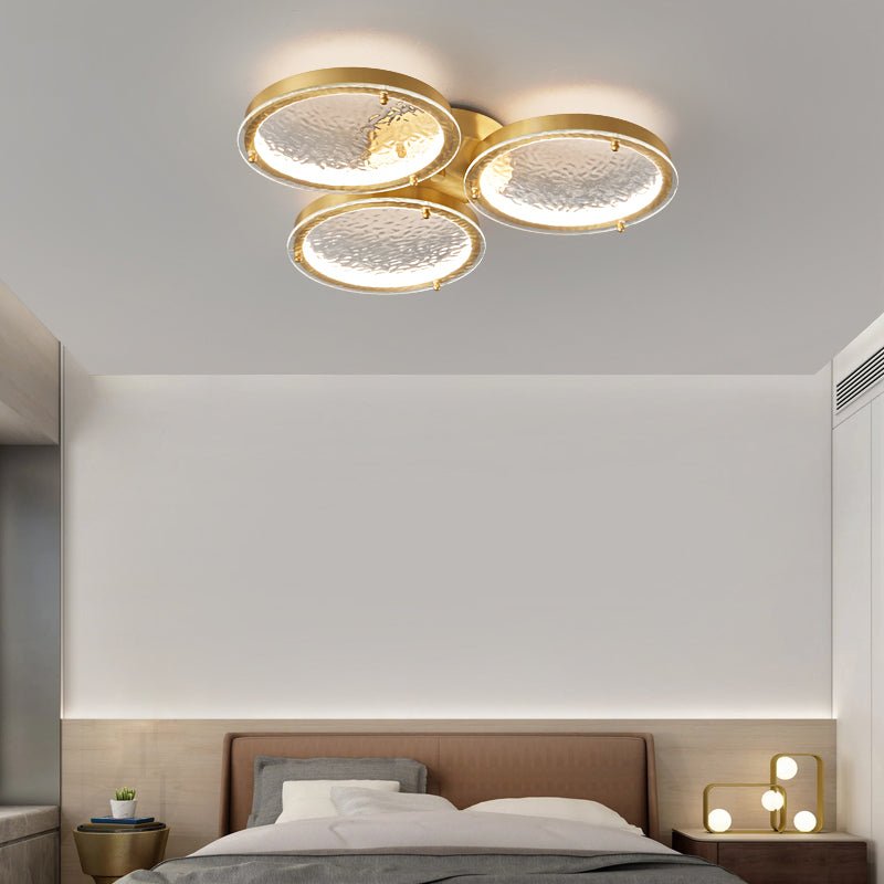 Itale Unique Rings Golden Brass Glass Ceiling Light