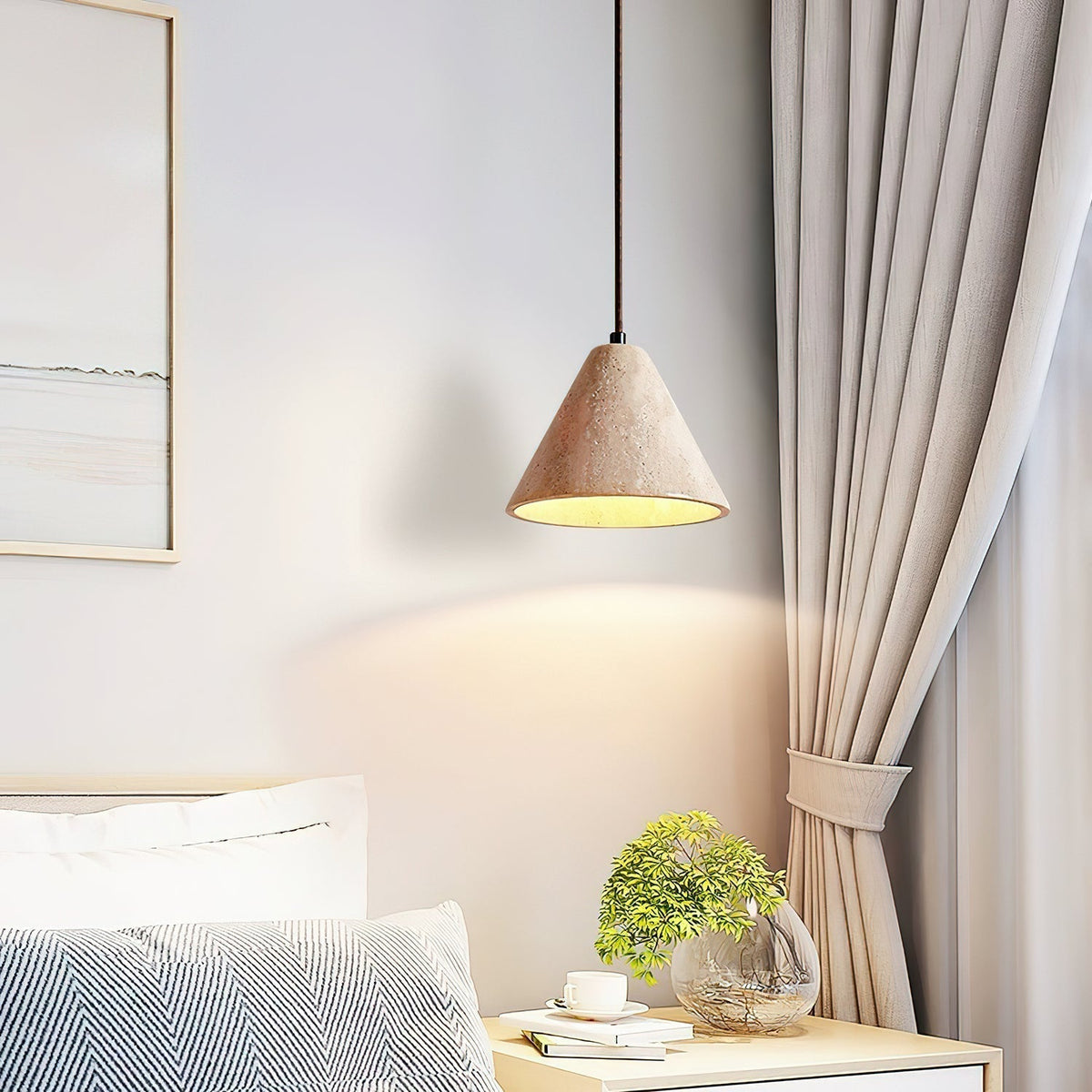 Cezoriel Conical Travertine Pendant Light