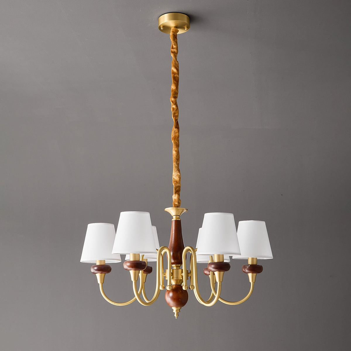Zovena Classic Elegance Vintage Fabric Wood Chandelier