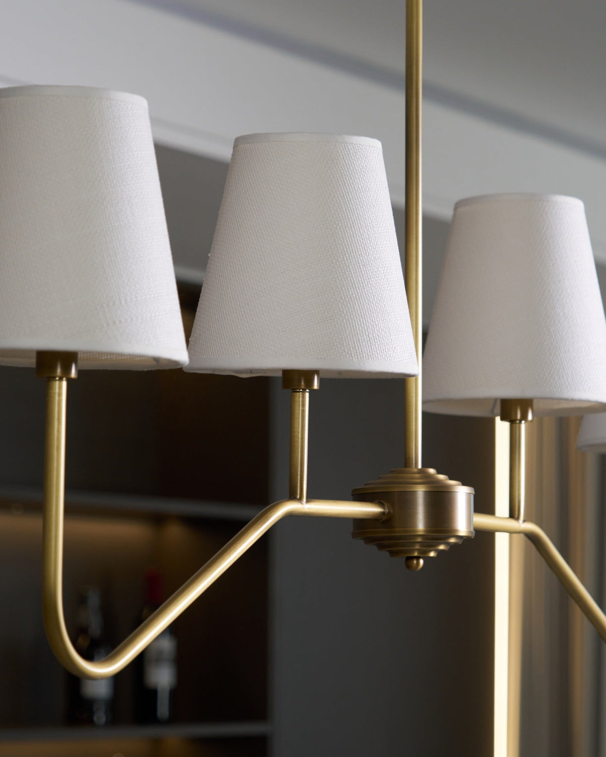 Oriinissa Chandelier Brass Curved Beige Linear