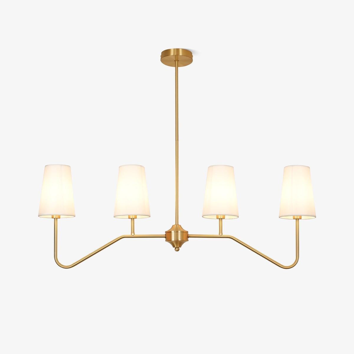 Oriinissa Chandelier Brass Curved Beige Linear