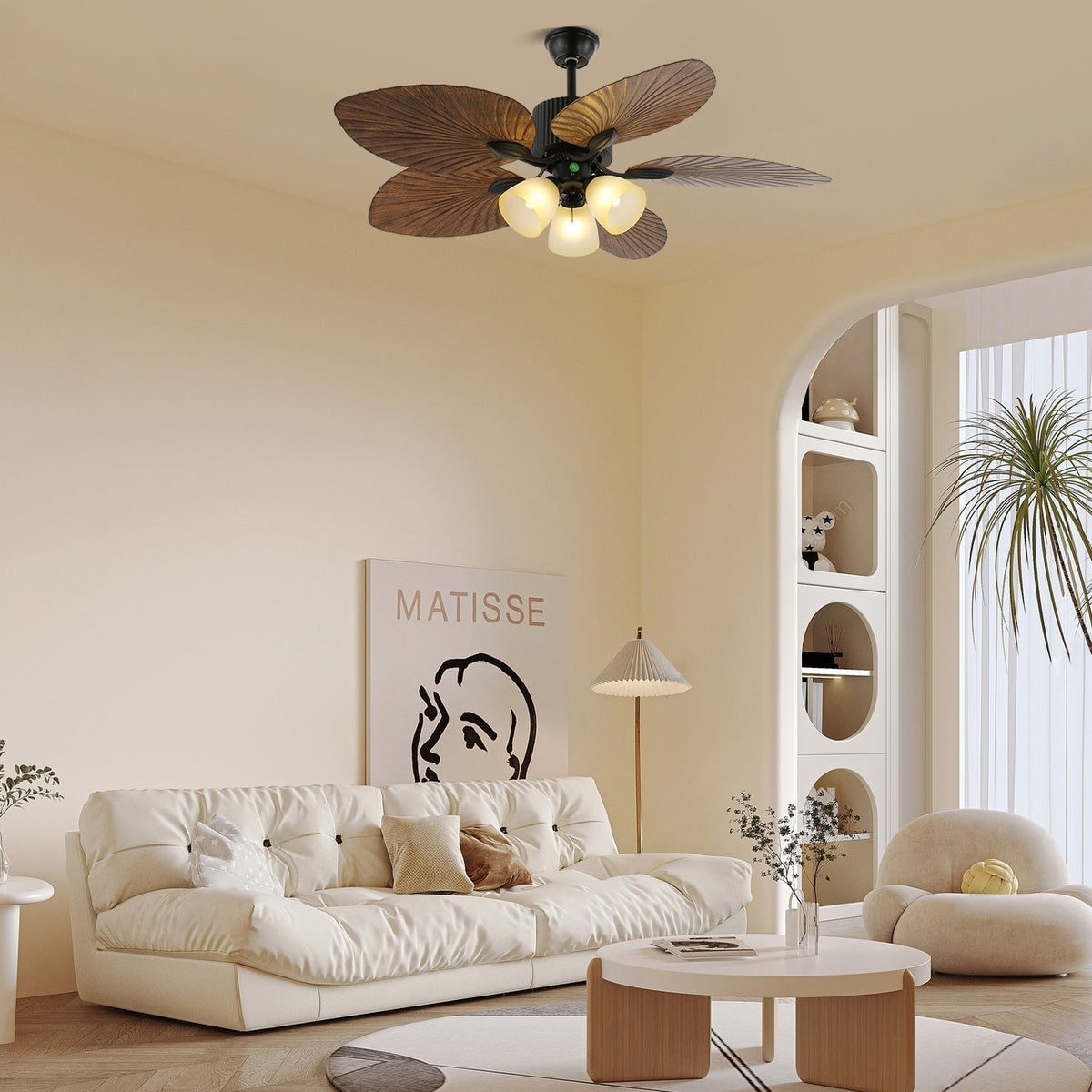 Virel Tropical Wood Ceiling Fan Light
