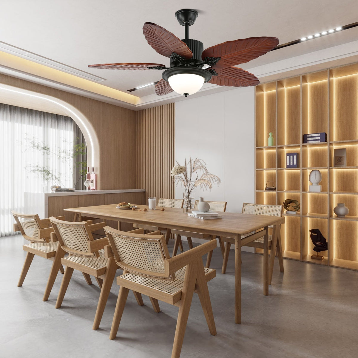 Palmoré Wood Leaves Ceiling Fan Light