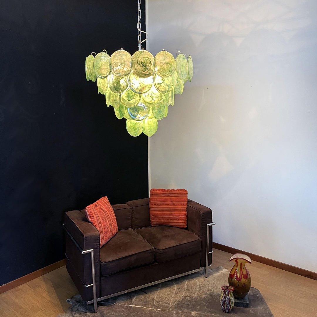 Lioraline Chandelier Green Murano Glass Disc Contemporary