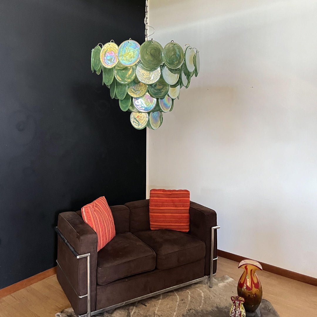 Lioraline Chandelier Green Murano Glass Disc Contemporary