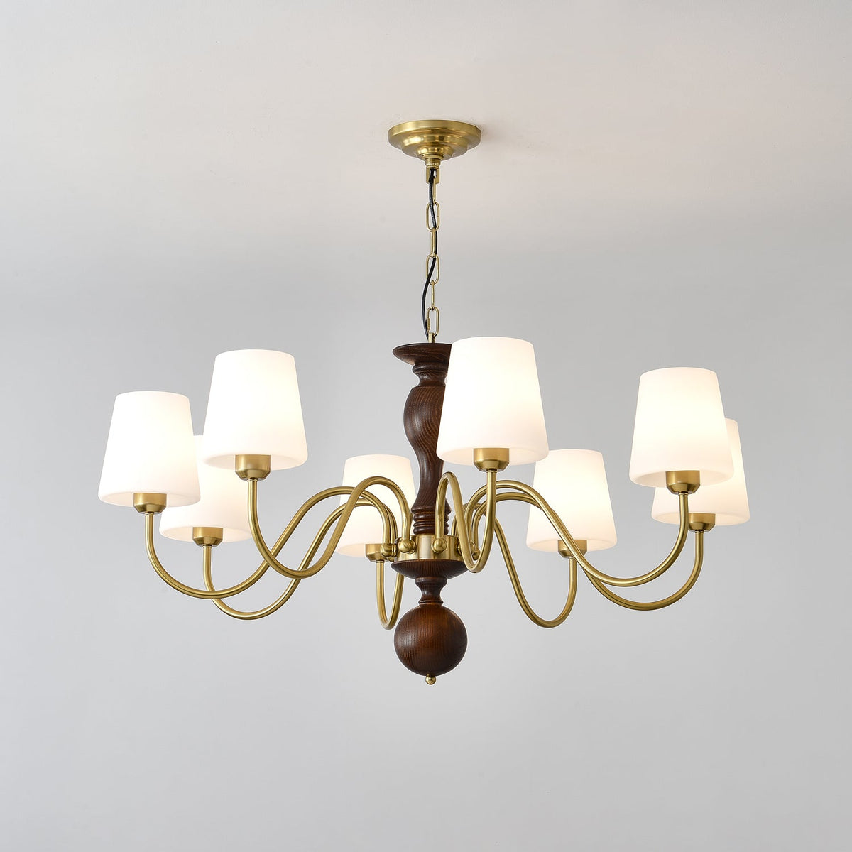 Vivena Chandelier Brass Wood Rustic Vintage