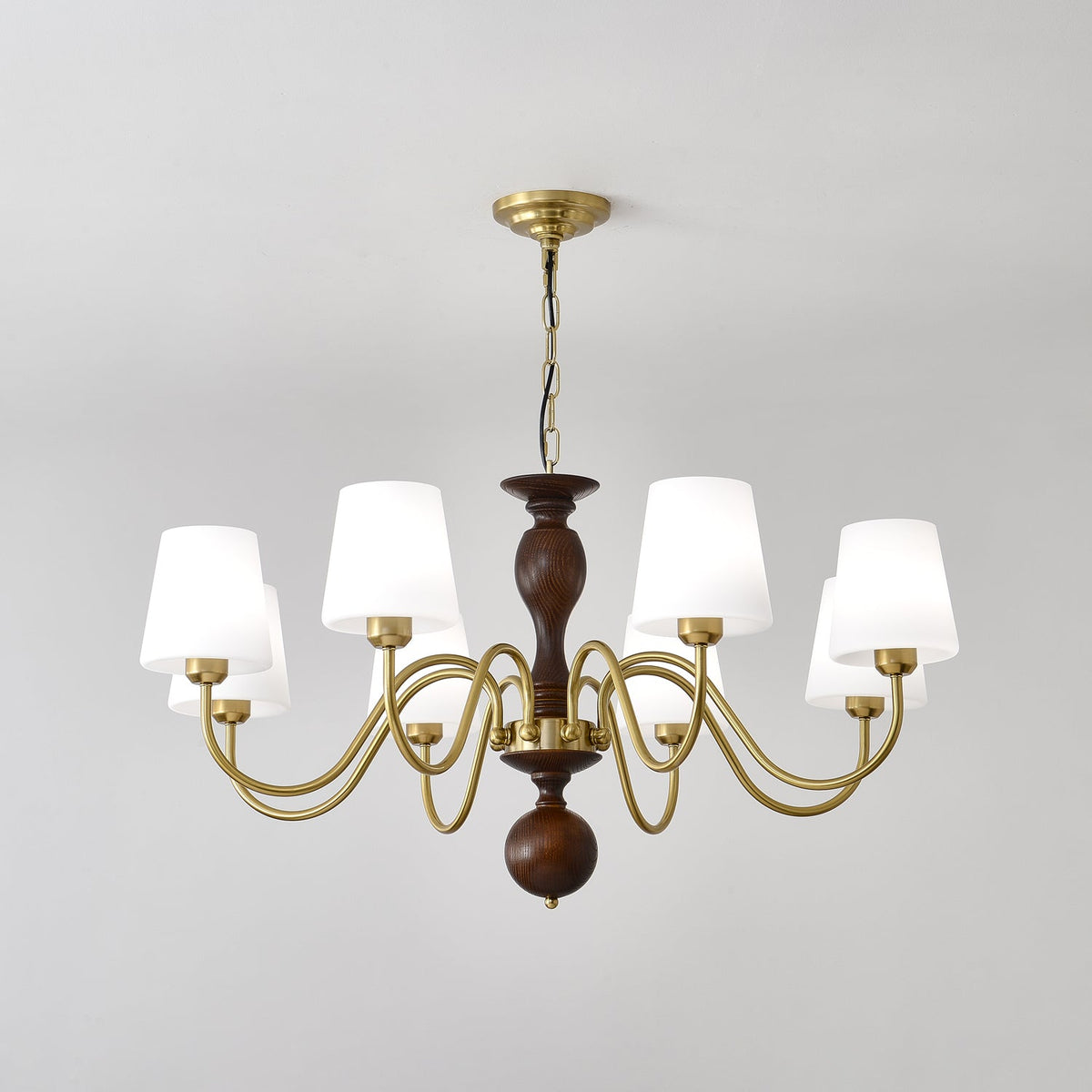 Vivena Chandelier Brass Wood Rustic Vintage