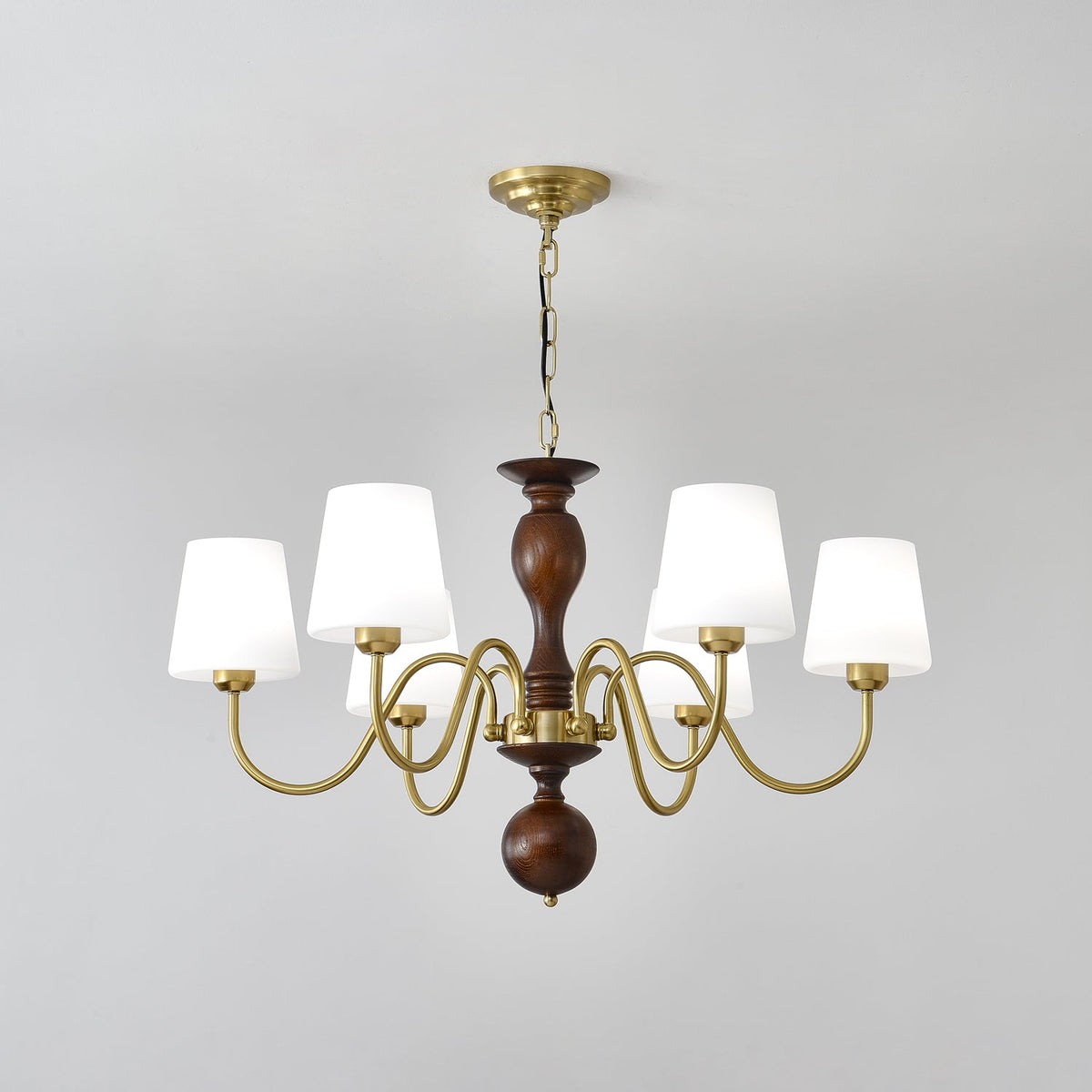 Vivena Chandelier Brass Wood Rustic Vintage