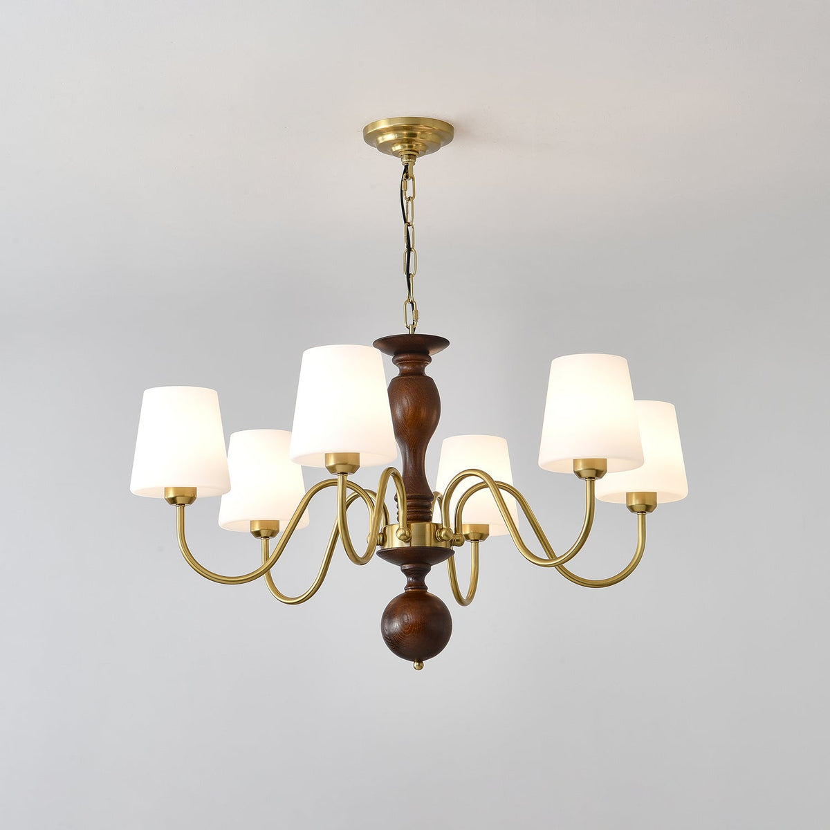 Vivena Chandelier Brass Wood Rustic Vintage