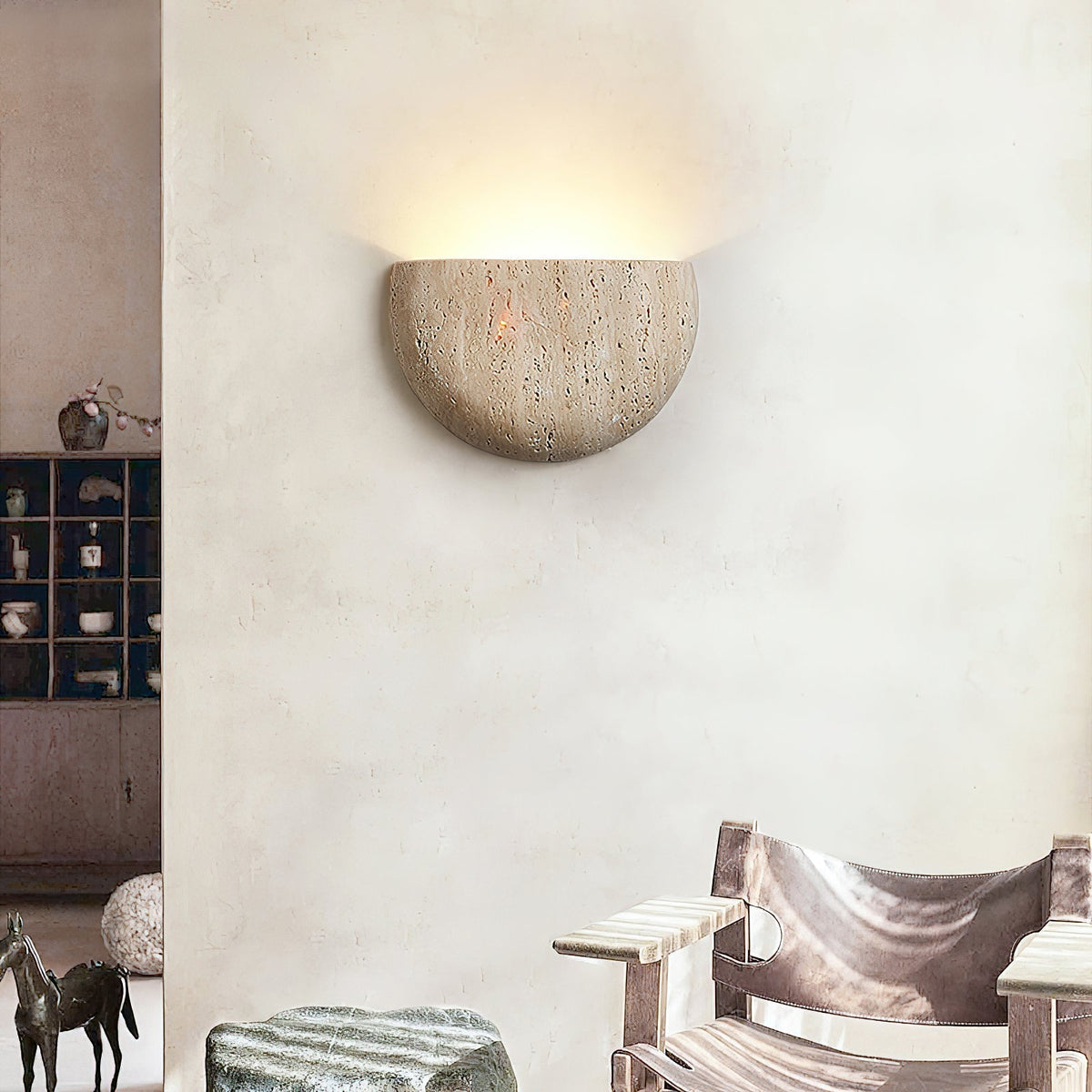 Cuvenarae Modern Minimalist Moon Travertine Wall Lamp