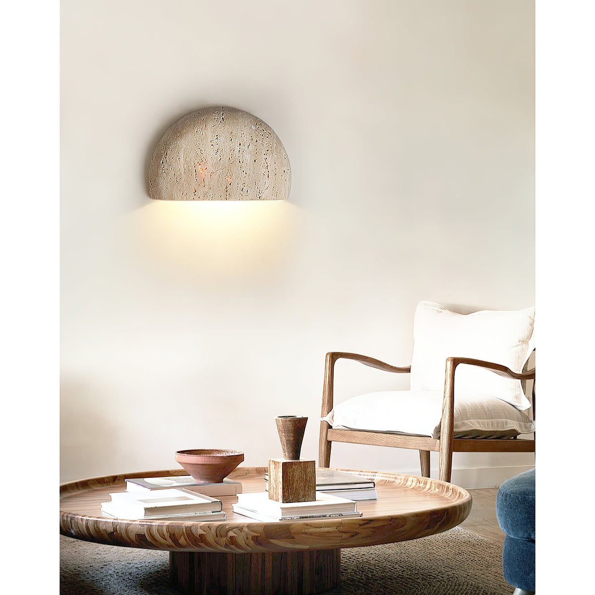 Cuvenarae Modern Minimalist Moon Travertine Wall Lamp