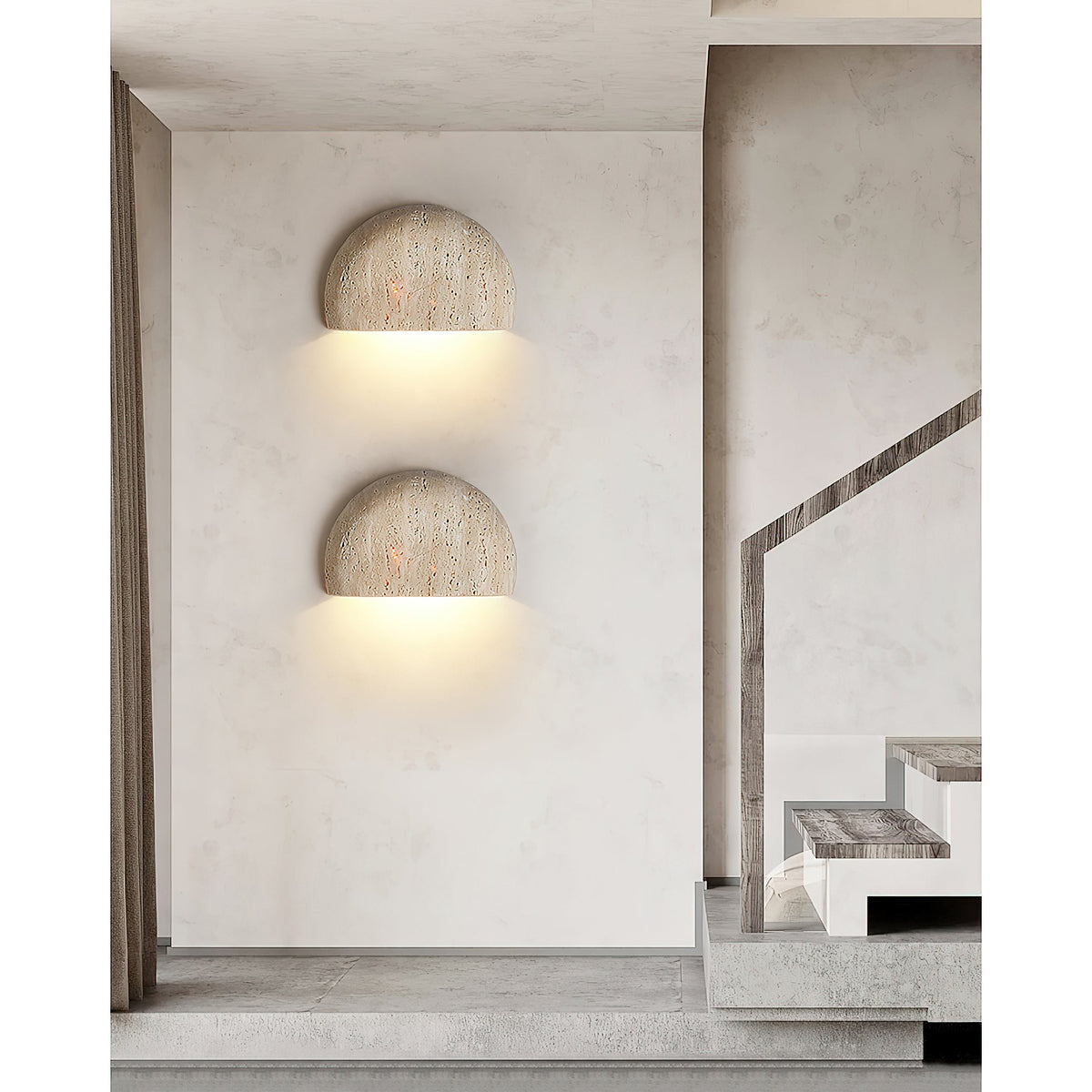 Cuvenarae Modern Minimalist Moon Travertine Wall Lamp