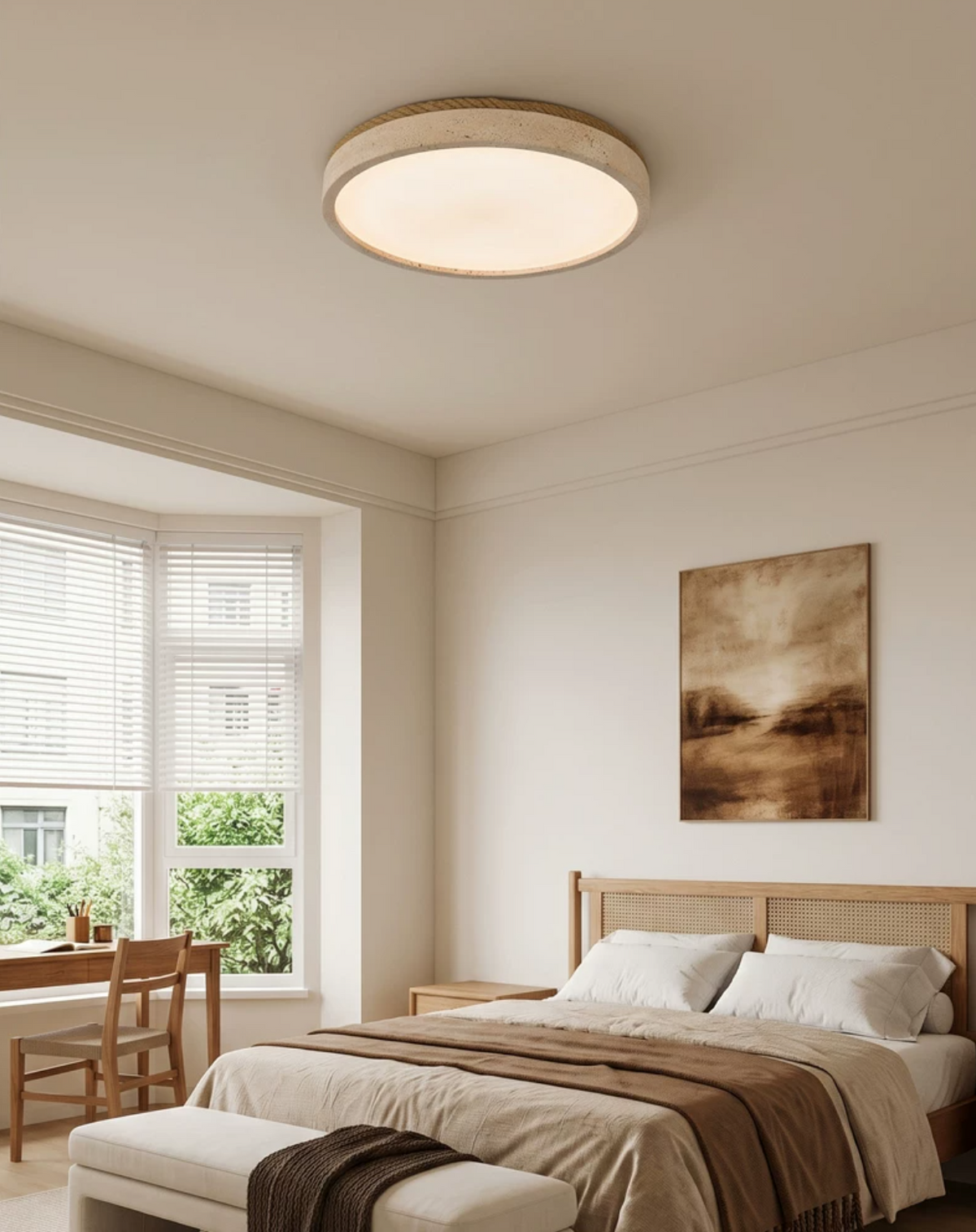 Haverleigh Travertine Flush Mount Light