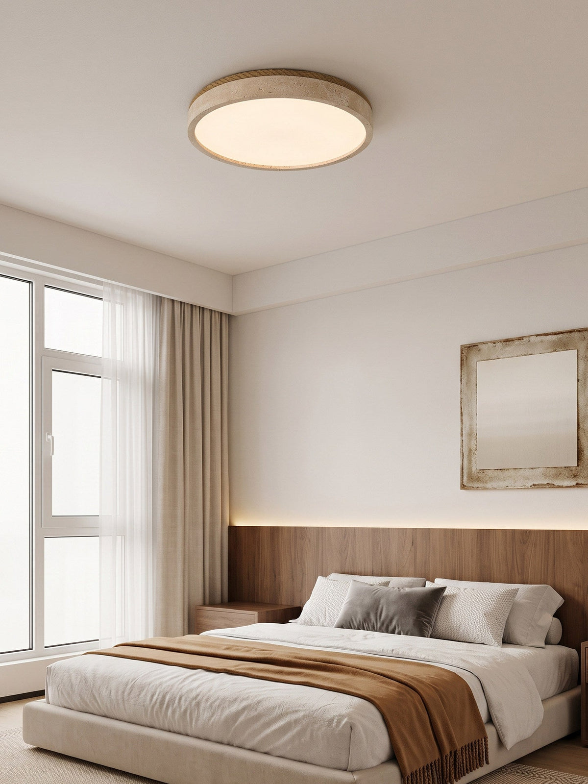 Haverleigh Travertine Flush Mount Light