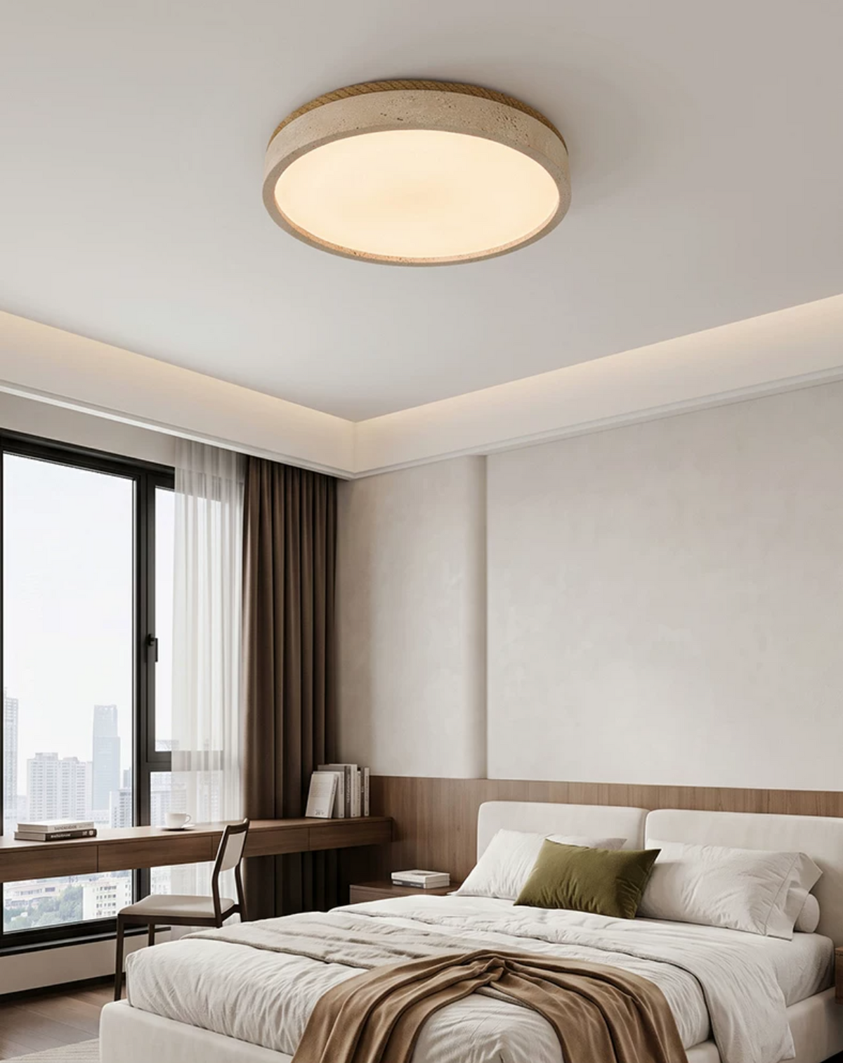 Haverleigh Travertine Flush Mount Light