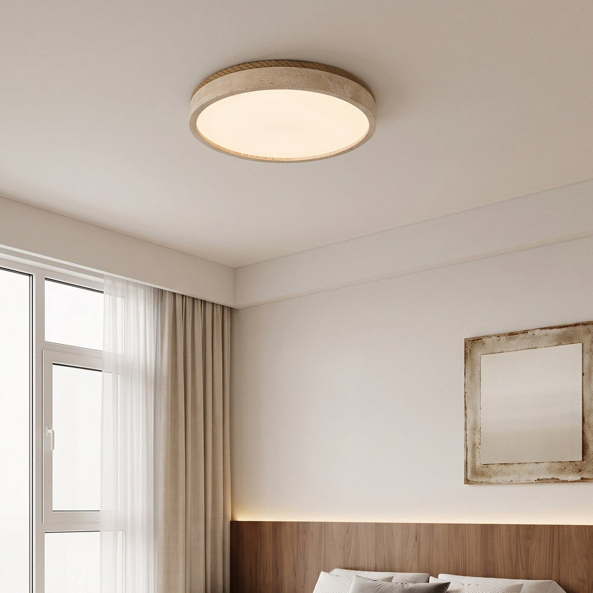 Haverleigh Travertine Flush Mount Light