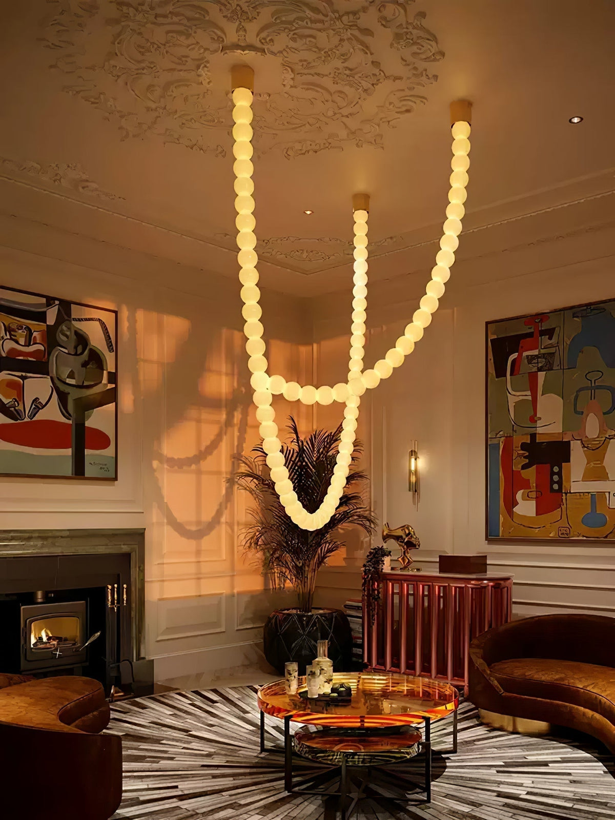 PearlCascade Glass Bead Chandelier