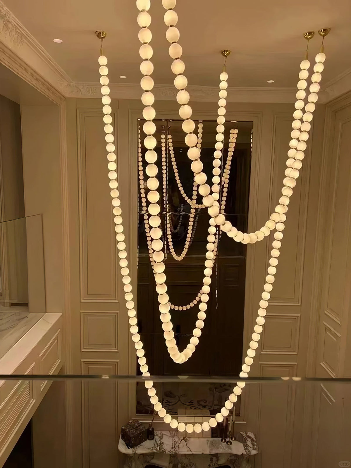 PearlCascade Glass Bead Chandelier