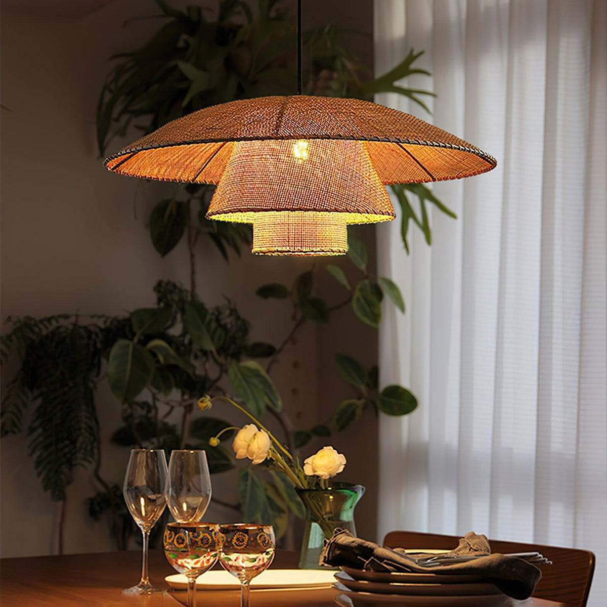 Arixu Rattan Vintage Pendant Lamp