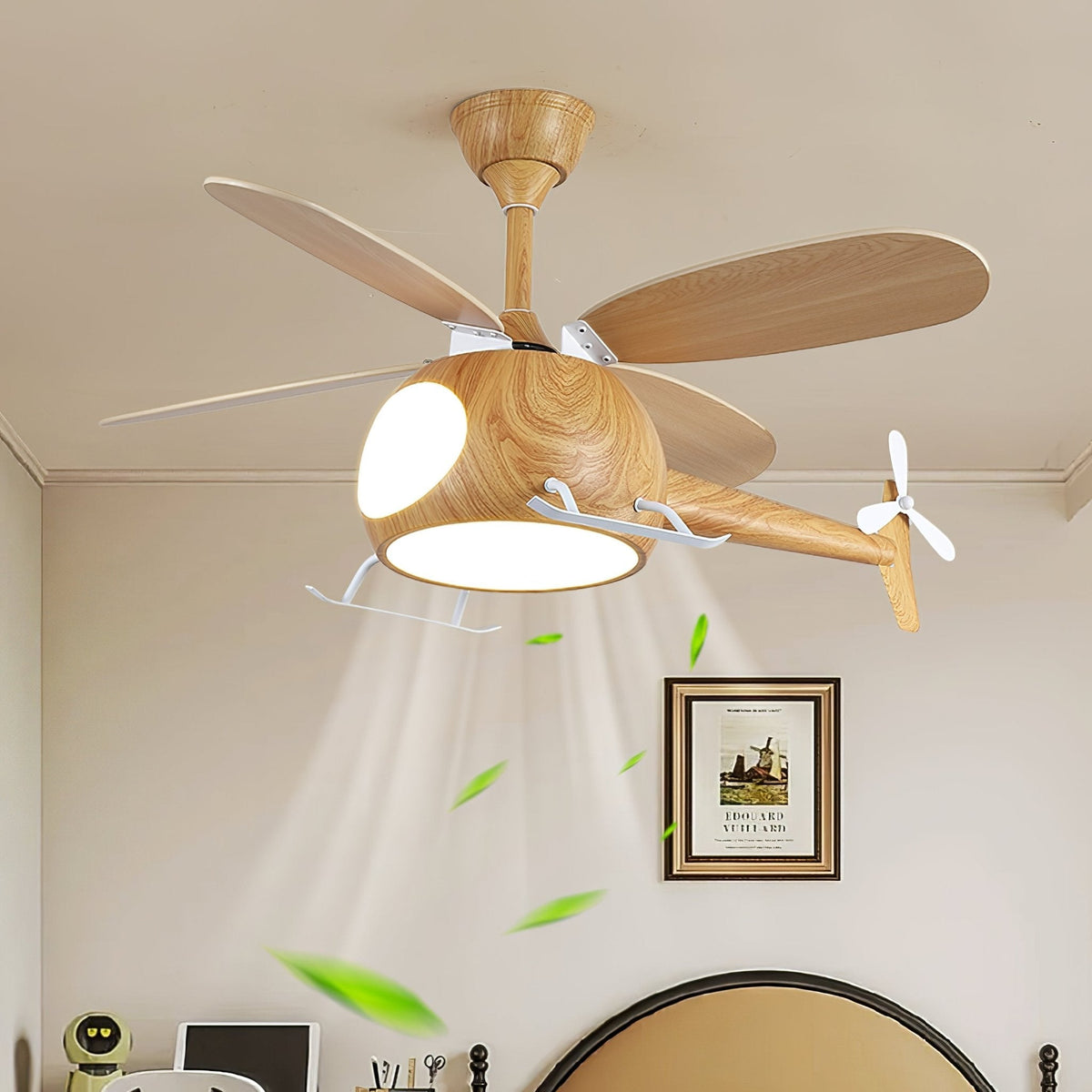 Aviara Modern Wood Breeze Kids Ceiling Fan Light