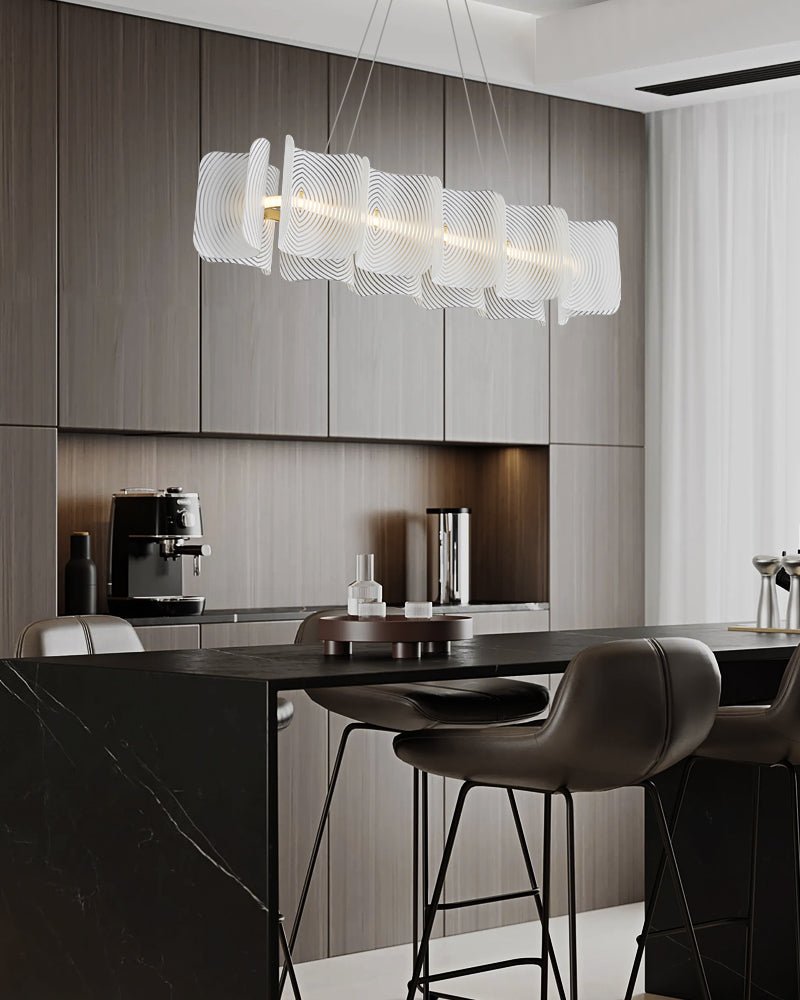 Virinia Postmodern Luxury Rectangle Brass Glass Pendant Lamp
