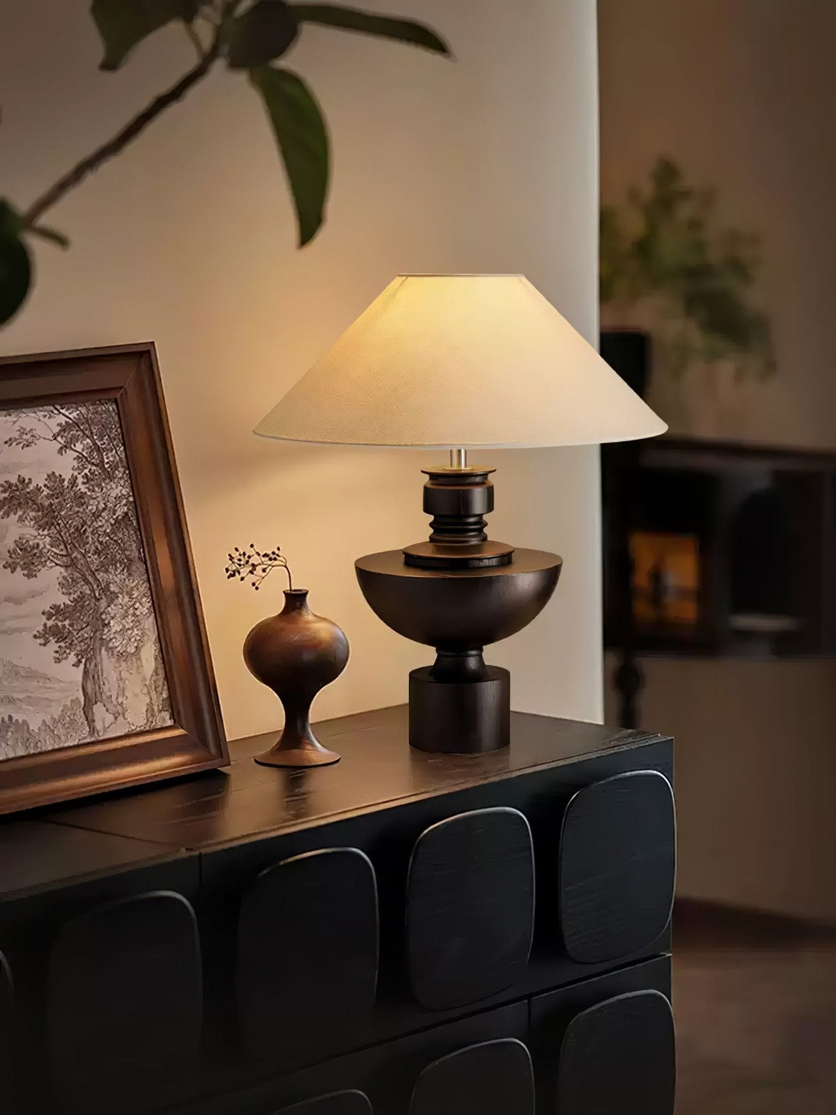 Dunell Wood Fabric Vintage Table Lamp