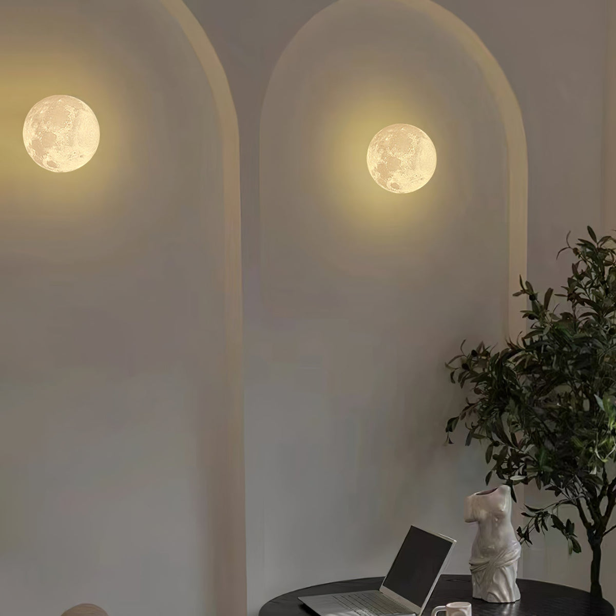 Olsolan Nordic Art Moon 3D Plastic Wall Lamp
